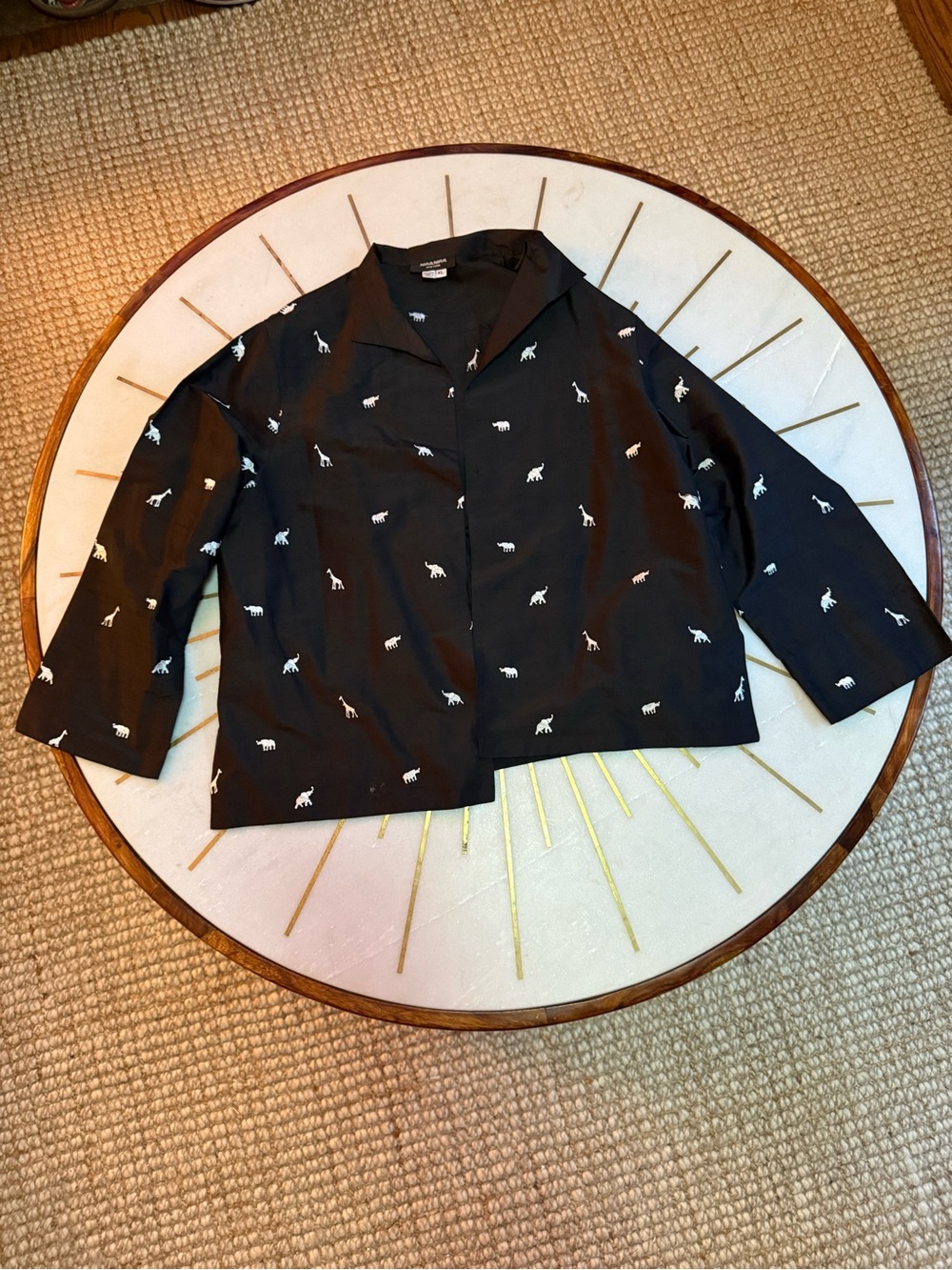 American Vintage Black Cropped Blazer with White Animal Motif